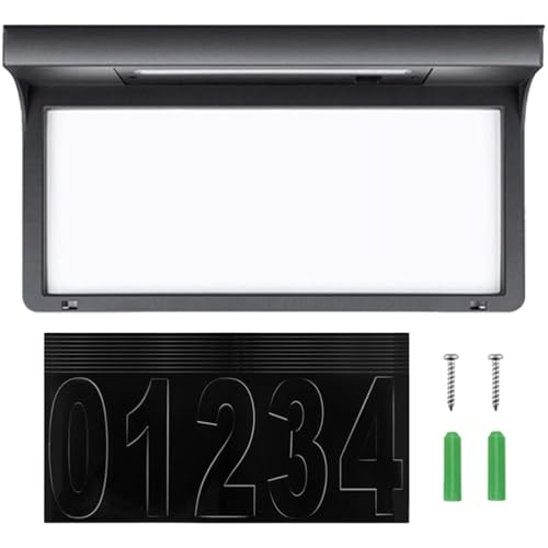 DIYEAH Numéro De Maison Solaire Lumineux Pour Extérieur Plaque Adresse Éclairée Led Installation Facile Mur Jardin Terrasse Moderne Classique
