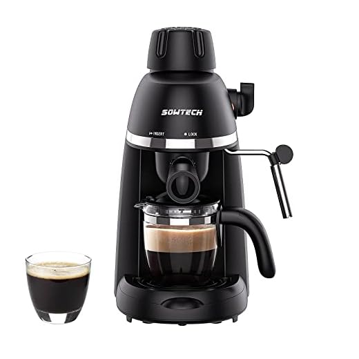 SOWTECH Espresso Coffee Machine Cappuccino Latte Maker 3.5 Bar 1-4 Cup with Steam Milk Frother Black
