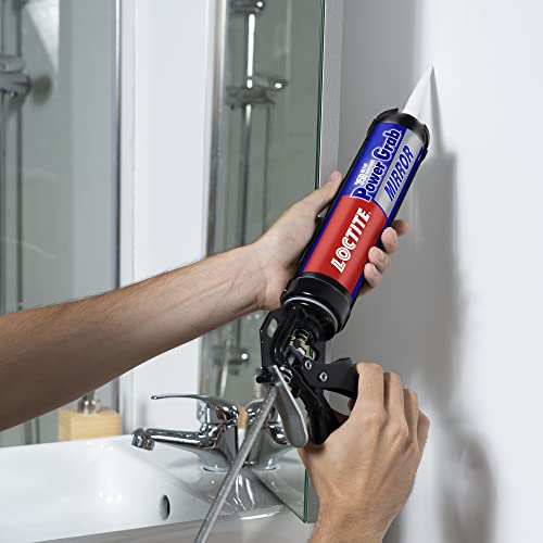 Image of Loctite Power Grab Mirror Construction Adhesive, ultimate strength, 0 second instant grab, high tack adhesive, No-nails and screws, no clamping, DIY, no mixing, mirrors, glass, waterproof 440g