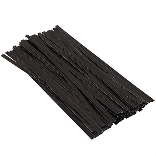 ONLYKXY 100 Pieces Black Kraft Paper Twist Ties Plant Tie Reusable Candy Bread Cake Pop Cable Ties for Bags (15cm/5.9inch)