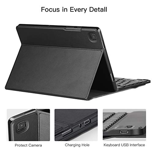 Ztotopcase Keyboard Case For Samsung Galaxy Tab A7 10.4 Inch 2020 (Model Sm-T500/T505/T507 2020) Soft Pu Leather & Flexible Stand Back Cover With Removable Wireless Bluetooth Keyboard - Black #TOP3