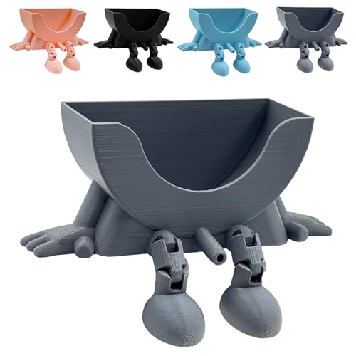 FKSWSQY Upgraded Hanging Sponge Rack with Drainage Holes, Suitable for Kitchen Sinks, 3D Printed Fun countertop Sponge Rack with Adhesive Base,Cute and Stylish Home Decor Gift. (Gray)