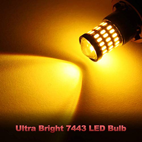 Yorkim 7440 Led Bulb Amber 7443 Led Bulb Amber, Ultra Bright T20 Led 7440A Led Bulb W21W Led Bulb Amber For Backup Reverse Light, Break Light, Tail Light, Turn Signal Light Pack Of 2 - Amber #TOP1