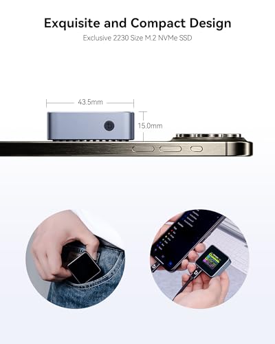 DockCase Gabinete Ssd Pocket M.2 2230 Nvme, Suporte 3S Plp Evita Perda de Dados de Gravação, Usb 3.2