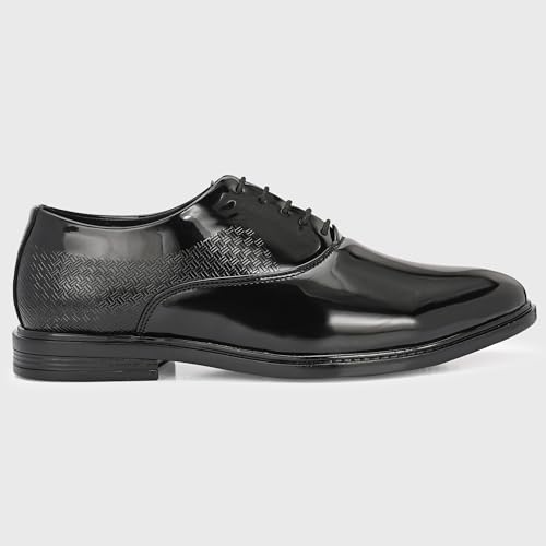 Image of Centrino Men's Formal Glossy Lace-Up Shoes | Patent Leather Oxford Dress Shoes|Comfortable Pointed Toe Formal Shoe| Stylish Looking Footwear for Formal Business Wedding & Office Shoes (9357)