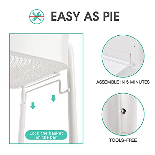 عربة مطبخ دوارة من 3 طبقات معدنية من كينجراك، عربة تقديم بمقابض وعجلات للمكتب والصالون، عربة متعددة الأغراض للمطبخ والحمام ومستحضرات التجميل، بدون براغي، سهلة التركيب