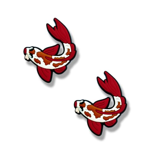 TCHARIRY Koi Fish Shoe Charms - Cute Animal Decoration Charms Gift for Boys Kids Teens and Adults - Set of 2