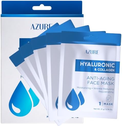 Hyaluronic Acid & Collagen Anti-Aging Face Mask, Korean Skin Care - 5 Pack