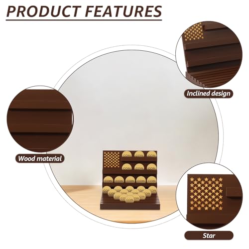 Soporte para monedas con 10 filas de madera sólida miniatura 4