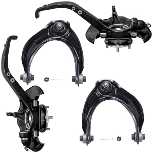 Image of Detroit Axle - Front Steering Knuckles & Wheel Hub Bearings Upper Control Arms Replacement for Honda Accord Acura TSX - 4pc Set