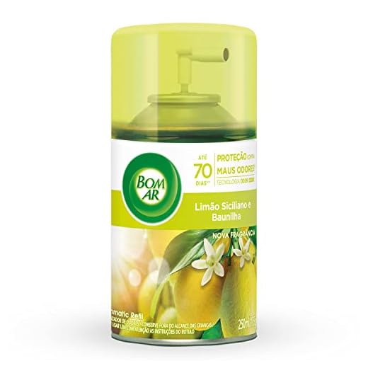 Aromatizador de Ambiente Bom Ar Automático Aerossol Freshmatic Limão Siciliano e Baunilha Refil 250ml
