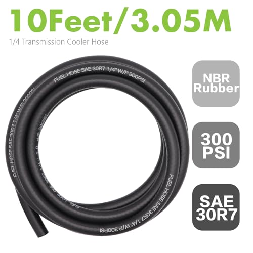 Image of Jeemiter 1 /4 inch ID Fuel Line Hose 10FT - SAE 30R7 NBR Rubber Kit with 10 Clamps - for Lawn Mower, Generator, Car, Boat - Gas, Oil & Diesel Resistant