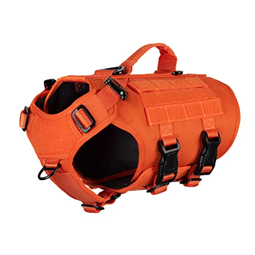 ICEFANG GN3 Tactical Dog Harness with 6X Buckle,Dog Molle Vest with Handle,3/4 Body, Hook and Loop Panel for ID Patch,No Pulling Front Clip (S (Neck 14