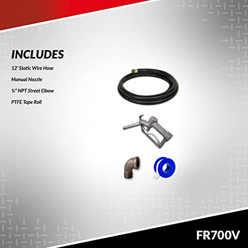 Fill-Rite Fr700V 115V 20 Gpm Fuel Transfer Pump With Discharge Hose & Manual Nozzle | For Gasoline, Diesel, Kerosene, Ethanol Blends, Methanol Blends & Biodiesel Up To B20 #TOP2