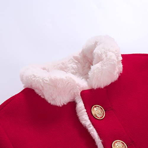 Pettigirl Girls Elegant Winter Christmas Fashion Faux Fur Collar Red Overcoat Outfit Kids Stylish Holiday Party Coat3