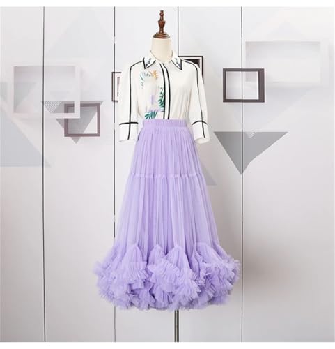 Elastic Waist All Seasons Mesh Sheet Ruffles Long Skirts3