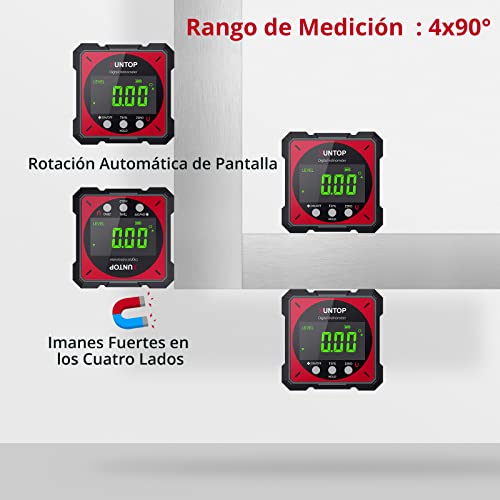 Miniatura 5 de Xuntop Inclinometro Digital 4x90 Caja De Nivel Digital Con Láser Electrónico Inclinómetro Digital Impermeable Ip54 Para Automóviles, Carpintería, Construcción