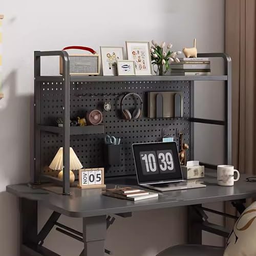 Support de rangement de bureau avec etagere et panneau perfore multifonction