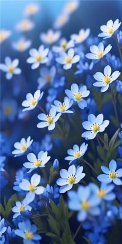 Ynulann 5D Diamond Painting Fleurs, DIY Bleu Peinture Broderie Diamant Painting Kit Complet, Grand Format Loisirs Créatifs Adultes Cristal Art Set pour Décoration Murale Maison Cadeau 30x15cm ZL-5681