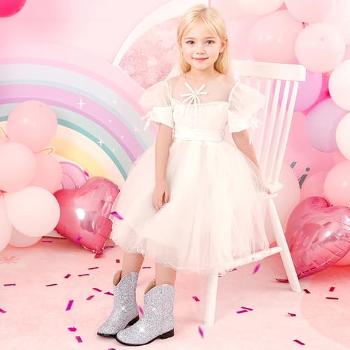 Image of Motasha Toddler Girls Cowgirl Boots Glitter Toddler Cowboy Boot Ankle Girls Boots Little Kids Horse Riding Shoes Party Birthday