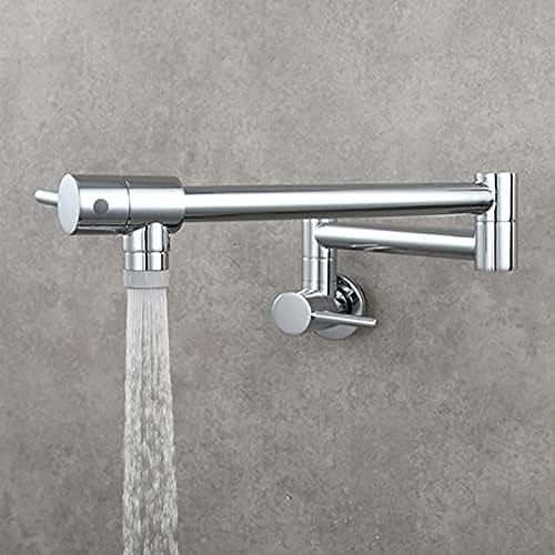 Robinet de cuisine simple à eau froide mural rétractable noir et or