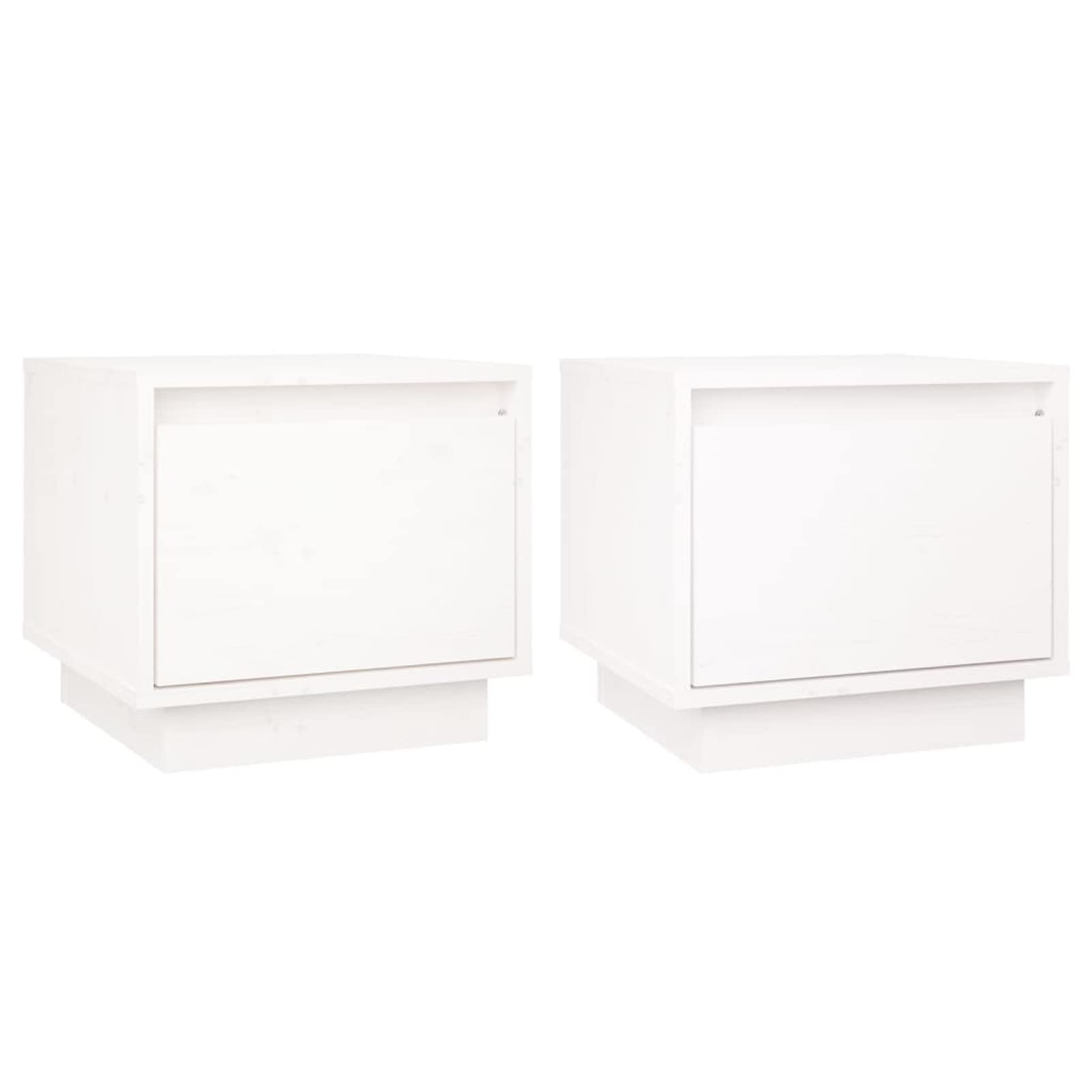 Homgoday Comodino bianco 35 x 34 x 32 cm in legno massello di pino, comodino, divano, tavolino, comodino, mobiletto portaoggetti per soggiorno e camera da letto, mobili da divano e tavolo, 2 pezzi