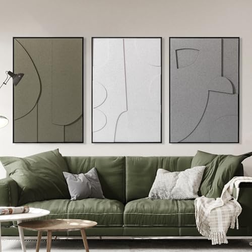 AMAATE Modern 3D Stereoscopic Sandstone Abstract Decorative Painting Silver Grey