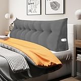WOWMAX Headboard Wedge Pillow King Triangular Headboard Pillow Bed Wedge Pillow Bolster Pillow for Bed Daybed Pillows with Removable Cover, Corduroy(100% Cotton)
