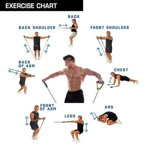 Image of D-fix Double Toning Resistance Tube Heavy Quality Pull Rope Elastic Rubber Exercise Band for Stretching, Workout, Home Gym with Grip D Shaped Handles for Men and Women with Workout -RED