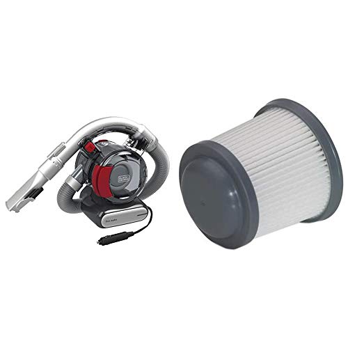 BLACK+DECKER Flex Car Vacuum, 12V Corded with Replacement Filter (BDH1200FVAV & PVF110)