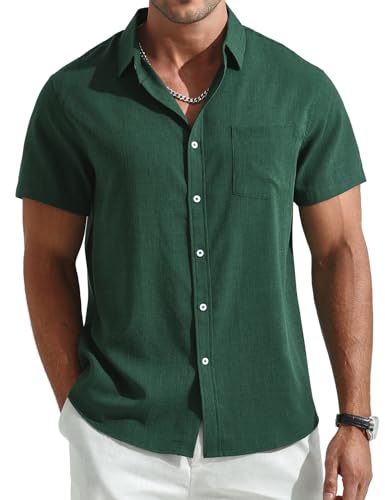 Chemise d'été homme coupe droite en faux lin premium avec poche élégante