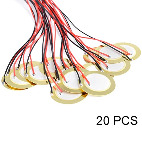 Youmile 20 Stück acoustic pickups, diameter 27 mm mit Kabeln Mikrofon Drum Trigger Akustik Pickup Summer Drum Gitarre mit doppelseitigem Schaumstoffaufkleber