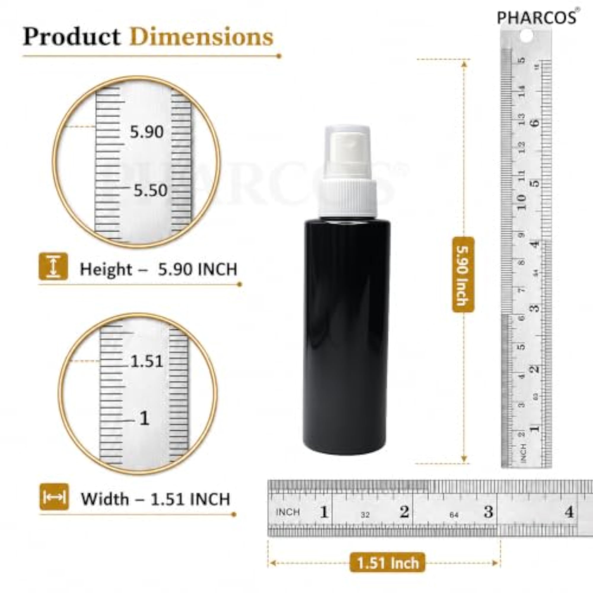 Glossy Black Fine Mist Spray Bottle, 100ml