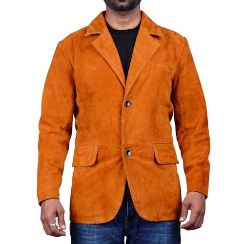 Image of Suede Leather Blazer for Men Suede Sport Coat for Men Blazer Suede Leather Jacket Blazer Coat for Men