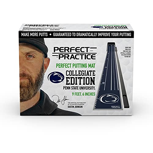 PERFECT PRACTICE Putting Mat Collegiate Edition - Penn State - Indoor Golf Putting Green with 2 Hole Training for Practicing at Home or in The Office - Gifts for Golfers - Golf Accessories for Men