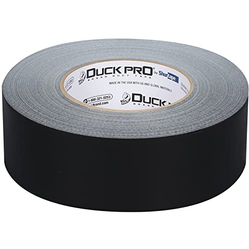 Image of Duck Pro by Shurtape Professional Grade, Industrial Colored Cloth Duct Tape for Industrial Color-Coding, HVAC and Automotive, 48mm x 60yd, 10.0 mil, Black, 1 Roll (105453)