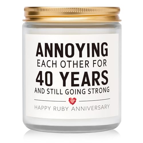 Gleevara Ruby Wedding Anniversary Unique Gifts 40th Wedding Anniversary Unique Gift Handmade Lavender Scented Candle Romantic Anniversaries Gift for Wife Husband Couples