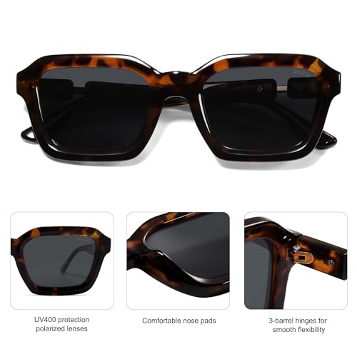 SOJOS Retro Polarized Square Sunglasses Womens Mens Vintage 70s 80s 90s Hexagon Shades SJ23774