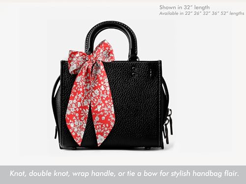 Liberty London Purse, Head or Neck Scarf - Summer Blooms Red Skinny Scarf - Headband, Handbag flair - Silky Floral Tana Lawn Cotton3