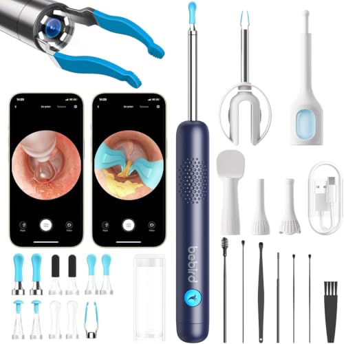 Image of BEBIRD R1 Ultra Ear Wax Removal Tweezers: 1296P HD Ear Camera Cleaner, Blue | FSA /HSA Painless Tweezers & Visual Dropper Tool, Help Remove Various Earwax with 11 Tips, 3 Silicone Check kits for Home Use