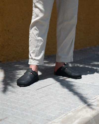 Sandgrens Handmade Unisex Cork Mules | European Top Grain Leather Sandals with Soft Suede Cushioned Footbed and EVA Rubber Sole | Toledo3