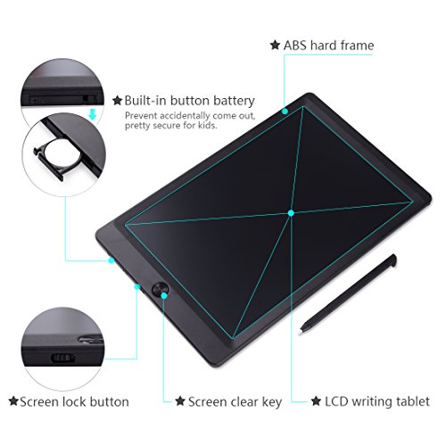 10 Inch LCD Writing Tablet - Portable Electronic Writing Drawing Board Doodle Pads, Digital Handwriting Notepad with Stylus for Kids & Adults at School, Home and Office (Black)