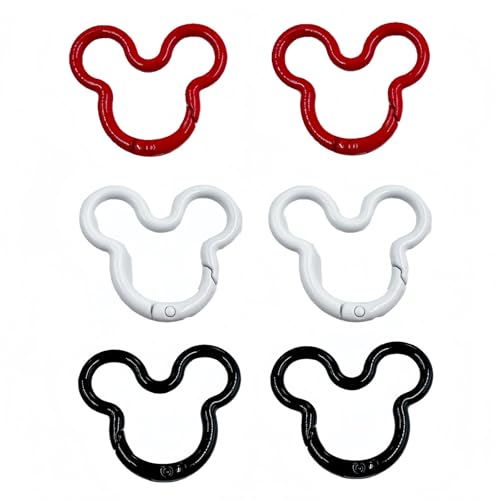 6 PCS Creative Carabiner Ear Mouse Ring Mouse Shape Metal Keychains Rings Outdoor Camping Mini Lock Snap Hooks Carabiner Clip for Fish Extender Cruise Gift