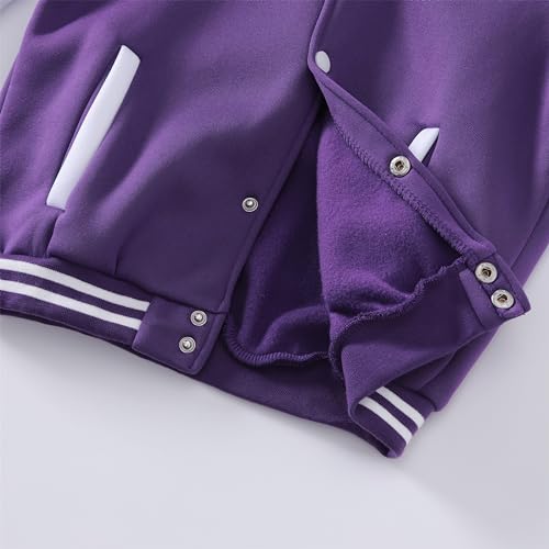 Image of Kids Baseball Jackets Boys Girls Fit Varsity Jacket Casual Lightweight Plain Button Cardigan School Coat