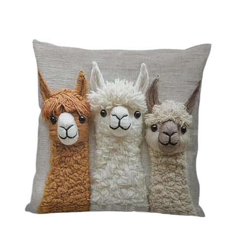 Motif alpaga avec fermeture éclair pour cette housse de coussin décorative XJBTBA