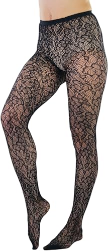 Image of ToBeInStyle Women's Elegant Floral Lace Inspired Spandex Net Full Length Tights