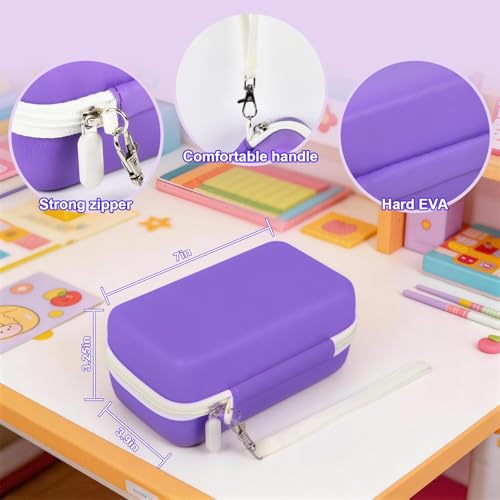 Image of ANKHOH 3D Printing Pen Case for 3Doodler Start+, 72 Pen Refills Included | Hard shell storage with grooved base, mesh pocket and hand strap for school or travel; 3D pen not included, Purple