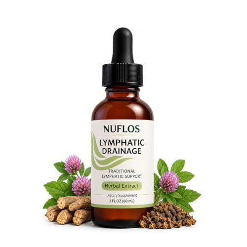 Nuflos Lymphatic Drainage Drops Premium 4-in-1 Herbal Blend Lymphatic Support Herbal Extract Dietary Supplement for Adults Traditional Wellness Formula Easy Daily Liquid Drop 2 fl oz (60 mL)