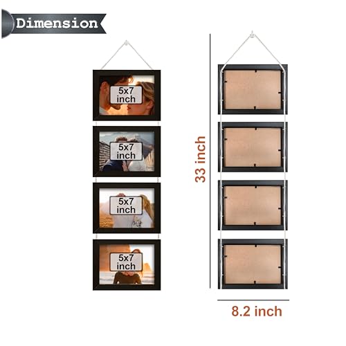 Image of Art Street Charming Chain Drop Hanging Photo Frame Set of 4 Photo Frame for Home & Office Decoration (Size- 5 x7 Inches, Color - Black)