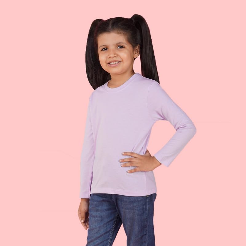 Image of Nusyl Girls Full Sleeves T-Shirt for Kids | Cute Printed Casual Wear | Soft Cotton Blend | Comfortable Regular Fit | 2-16 Years | Multiple Colors